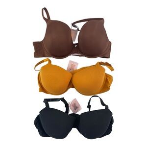 Savage X Fenty LOT OF 3 Women’s Sz 44DD Mahogany Gold Caviar Padded Bras NWT